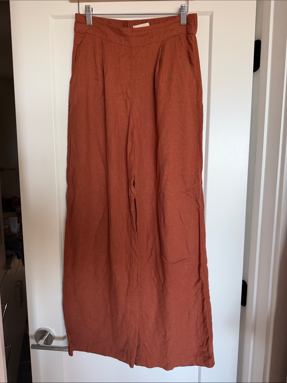 Women’s Wide-Leg linen pants in Rust